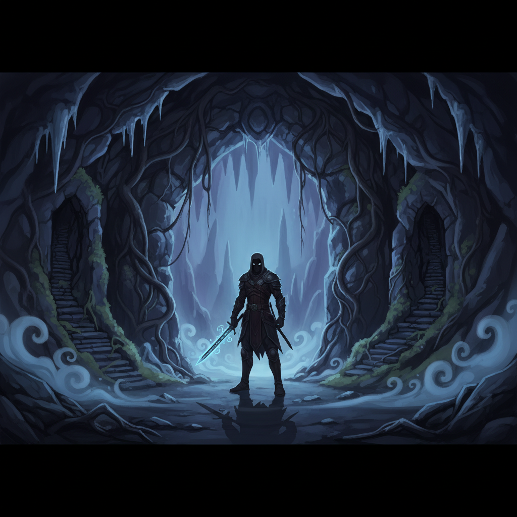 Player exploring a mysterious cave entrance with hidden passageways in an exploration game
