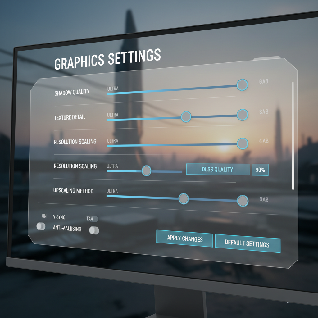 In-game graphics settings sliders adjusted for higher FPS
