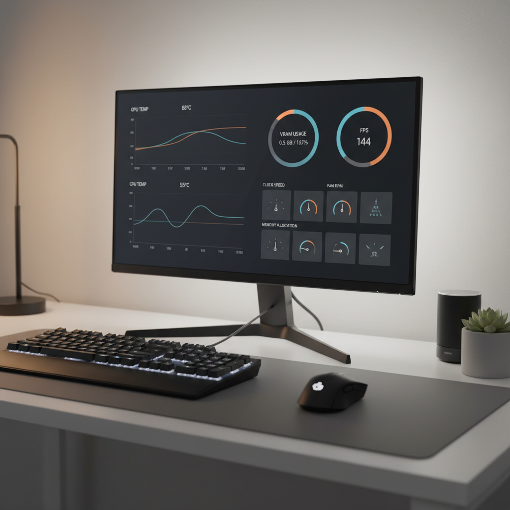 PC performance monitoring for game crash troubleshooting: temperatures and usage graphs