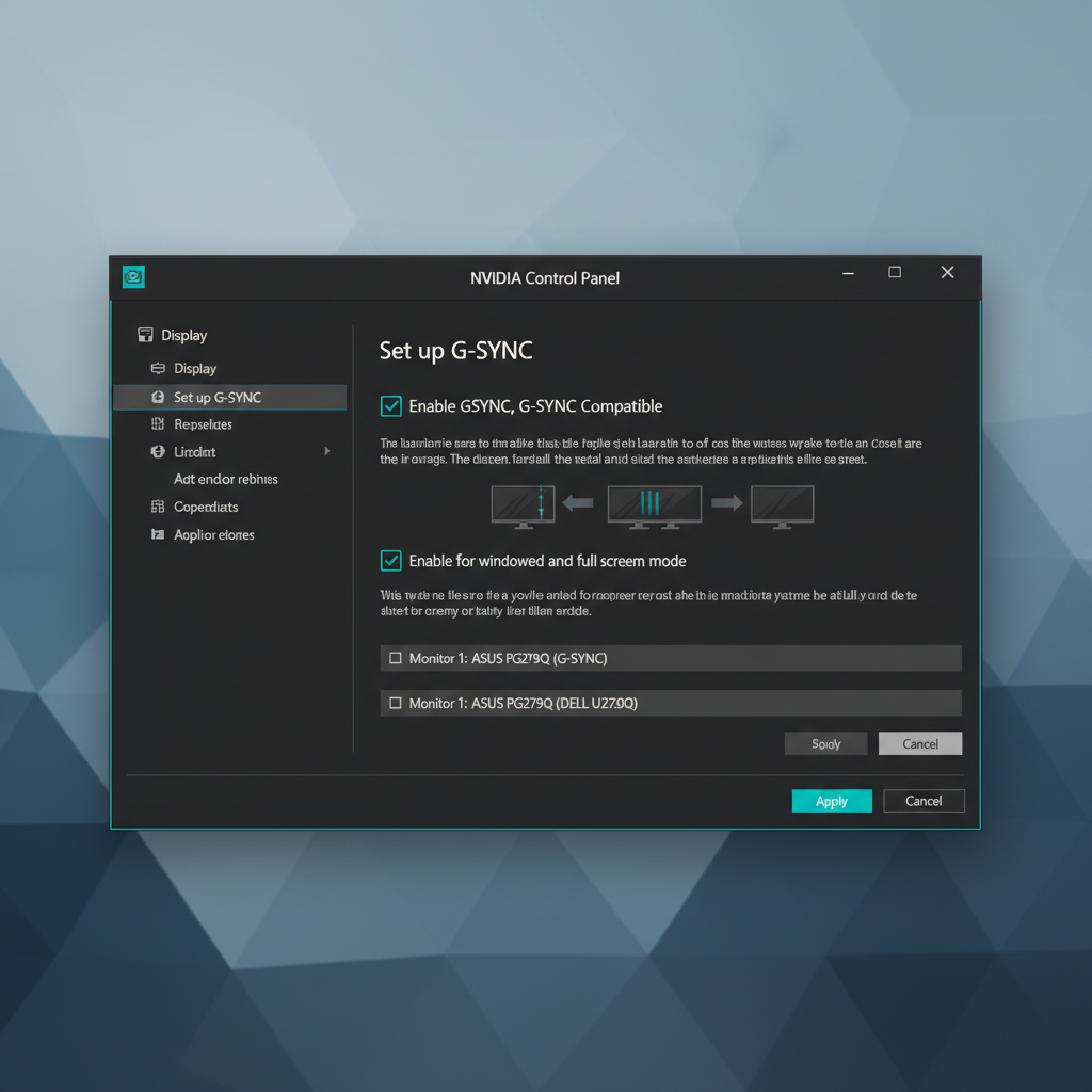 NVIDIA Control Panel setting to enable G-SYNC for a compatible gaming monitor