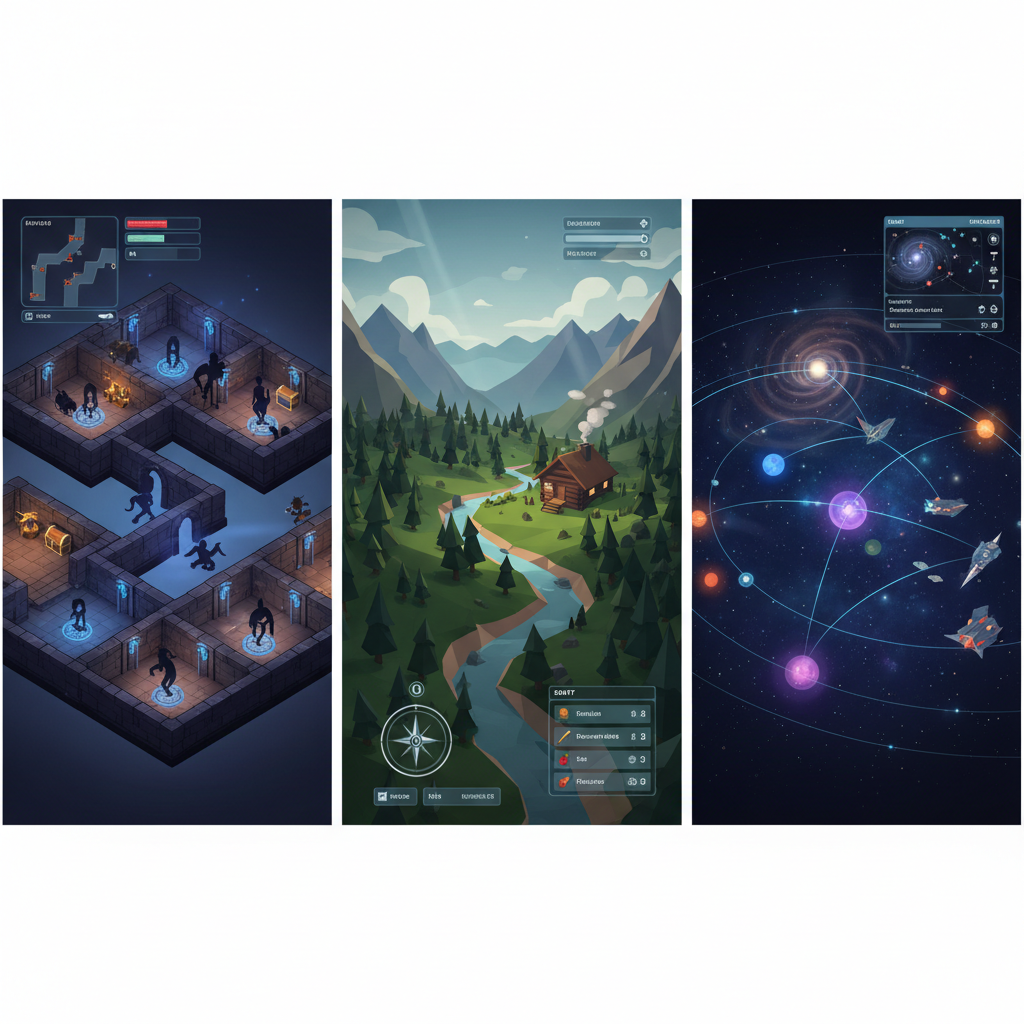 Procedurally generated game worlds with changing maps and biomes