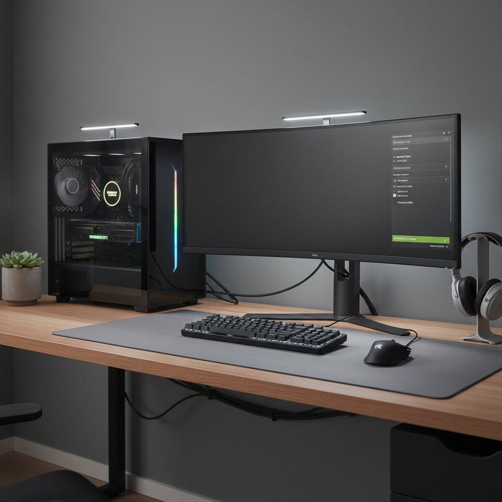 Gaming monitor connected to an NVIDIA GPU via DisplayPort for enabling G-SYNC