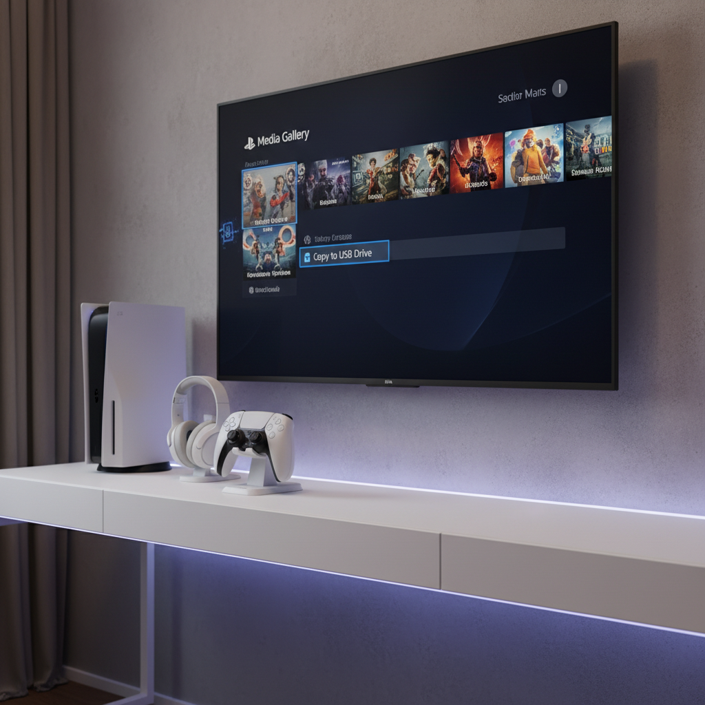 PS5 Media Gallery copy to USB drive option on screen