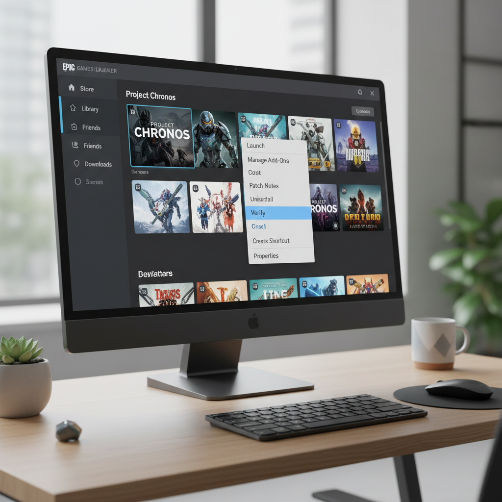 Epic Games Launcher verify files option for troubleshooting controller issues