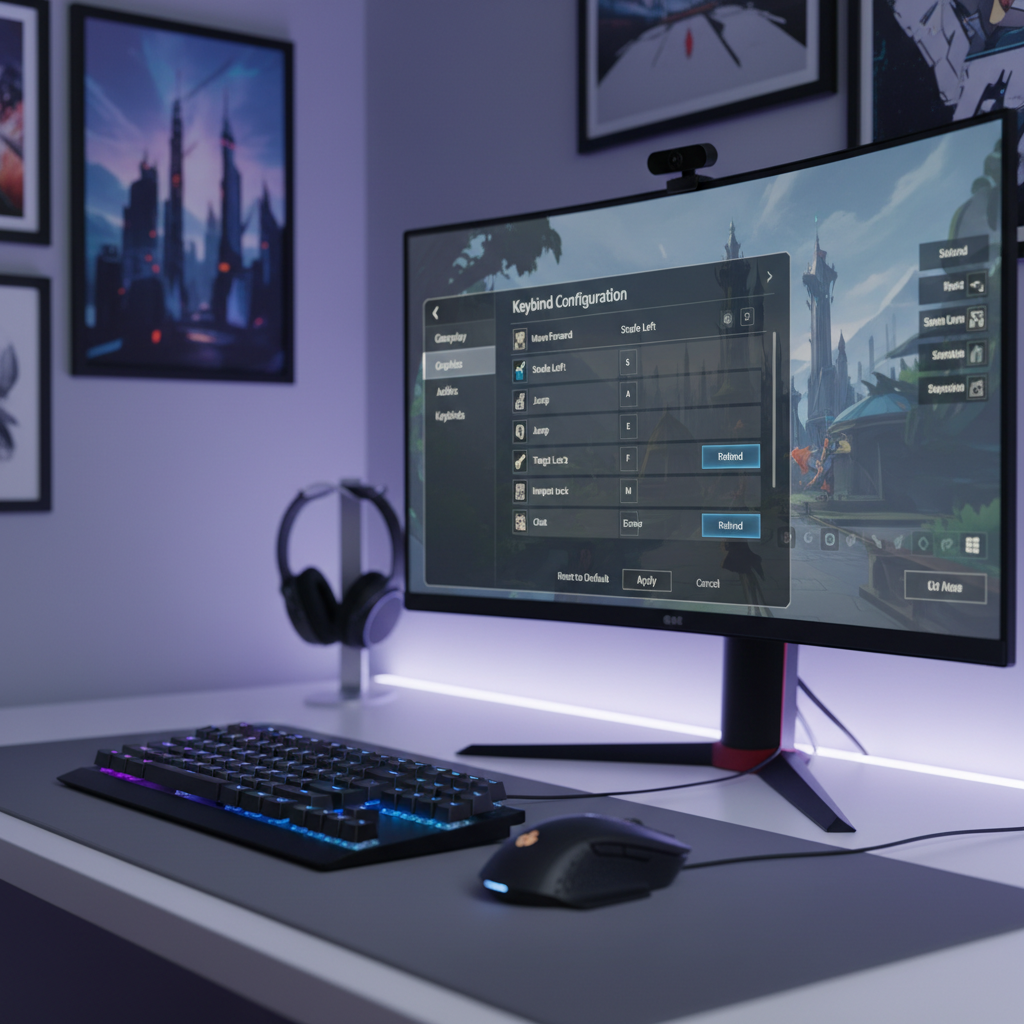 Player adjusting MMORPG keybinds in game settings for faster combat shortcuts