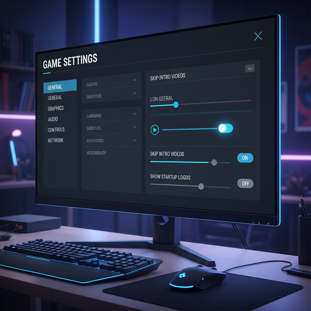 In-game settings menu showing an option to skip intro videos