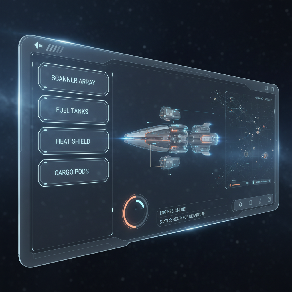 A long-range explorer ship loadout focused on scanning and fuel efficiency