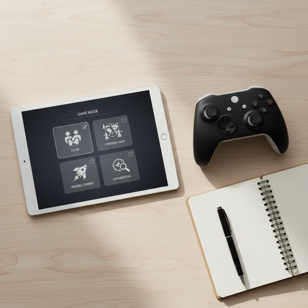 Game selection checklist for airship combat and travel preferences