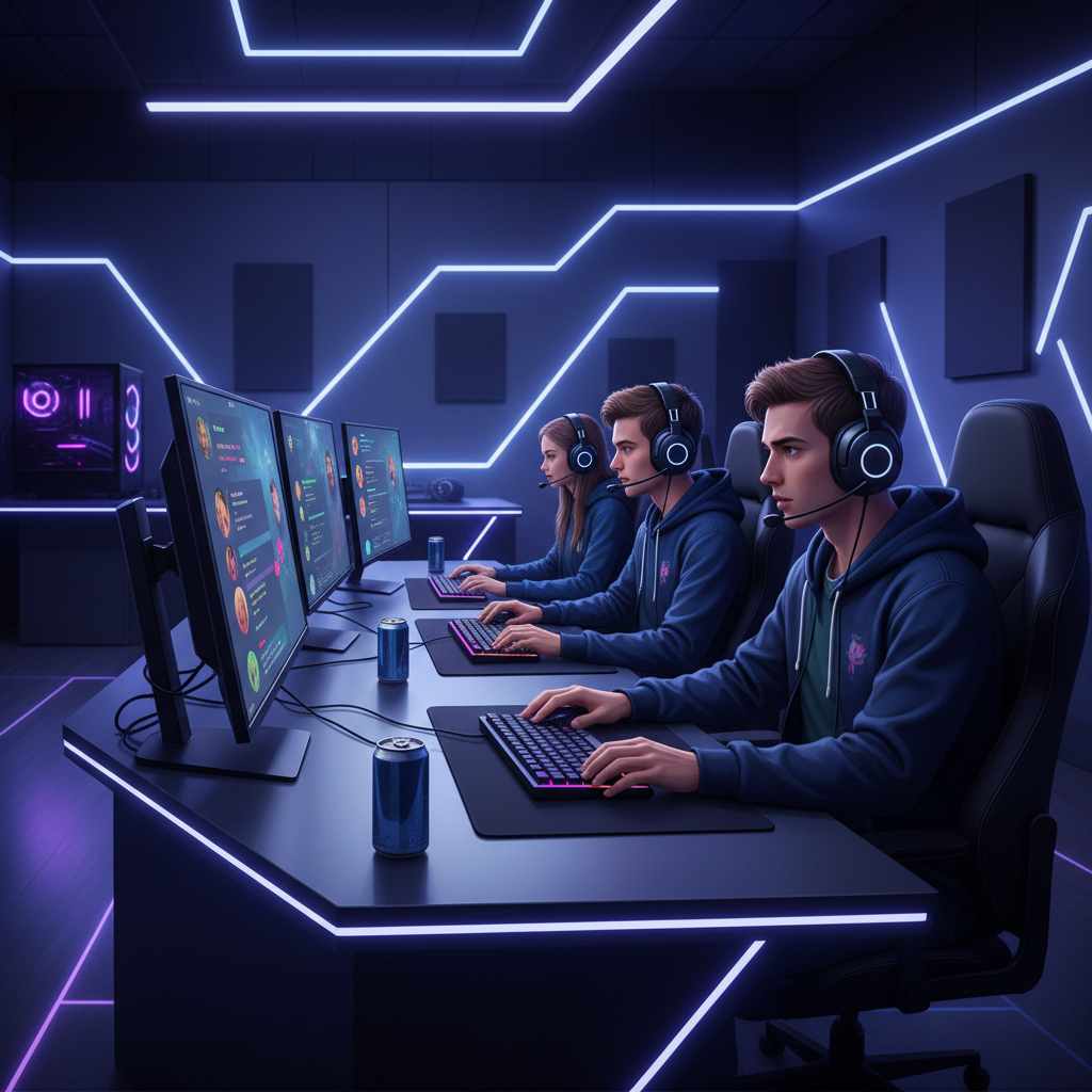 Amateur esports team communicating on Discord during a match