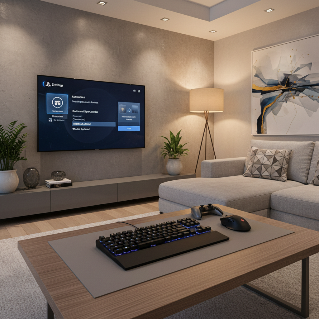 PS5 Bluetooth accessories pairing screen for keyboard and mouse