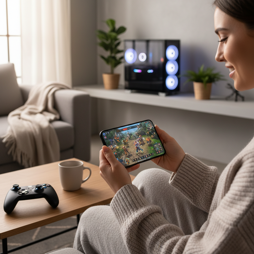 Streaming a PC game to a smartphone with a Bluetooth controller on Wi-Fi