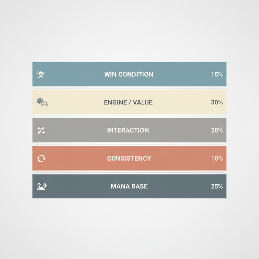 Deckbuilding role slots diagram for win condition, interaction, and consistency