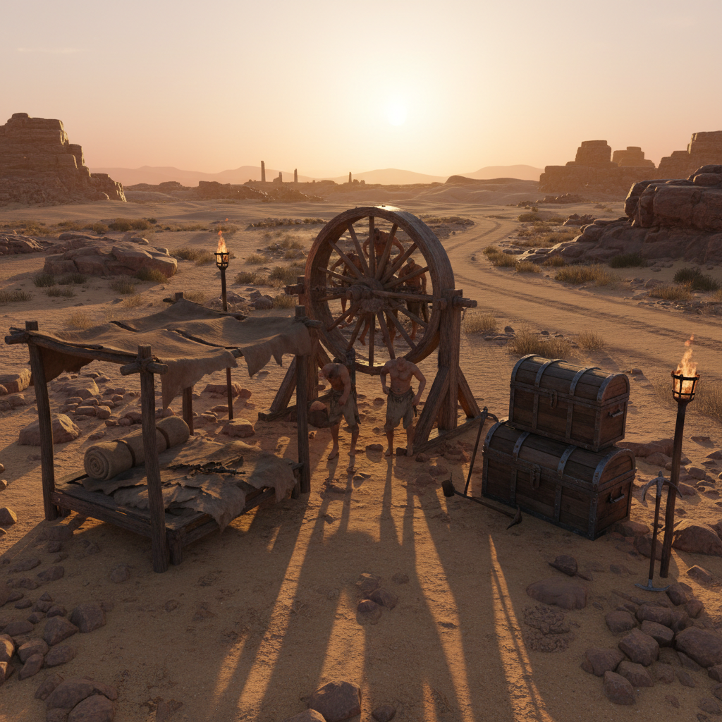 Conan Exiles wheel of pain base outpost setup for breaking captured thralls