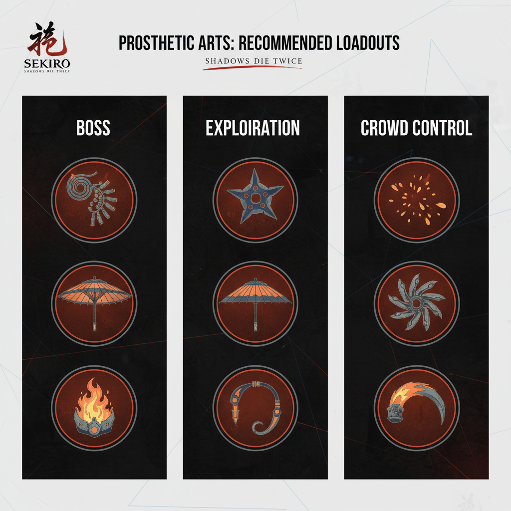Recommended Sekiro prosthetic loadouts for bosses and exploration