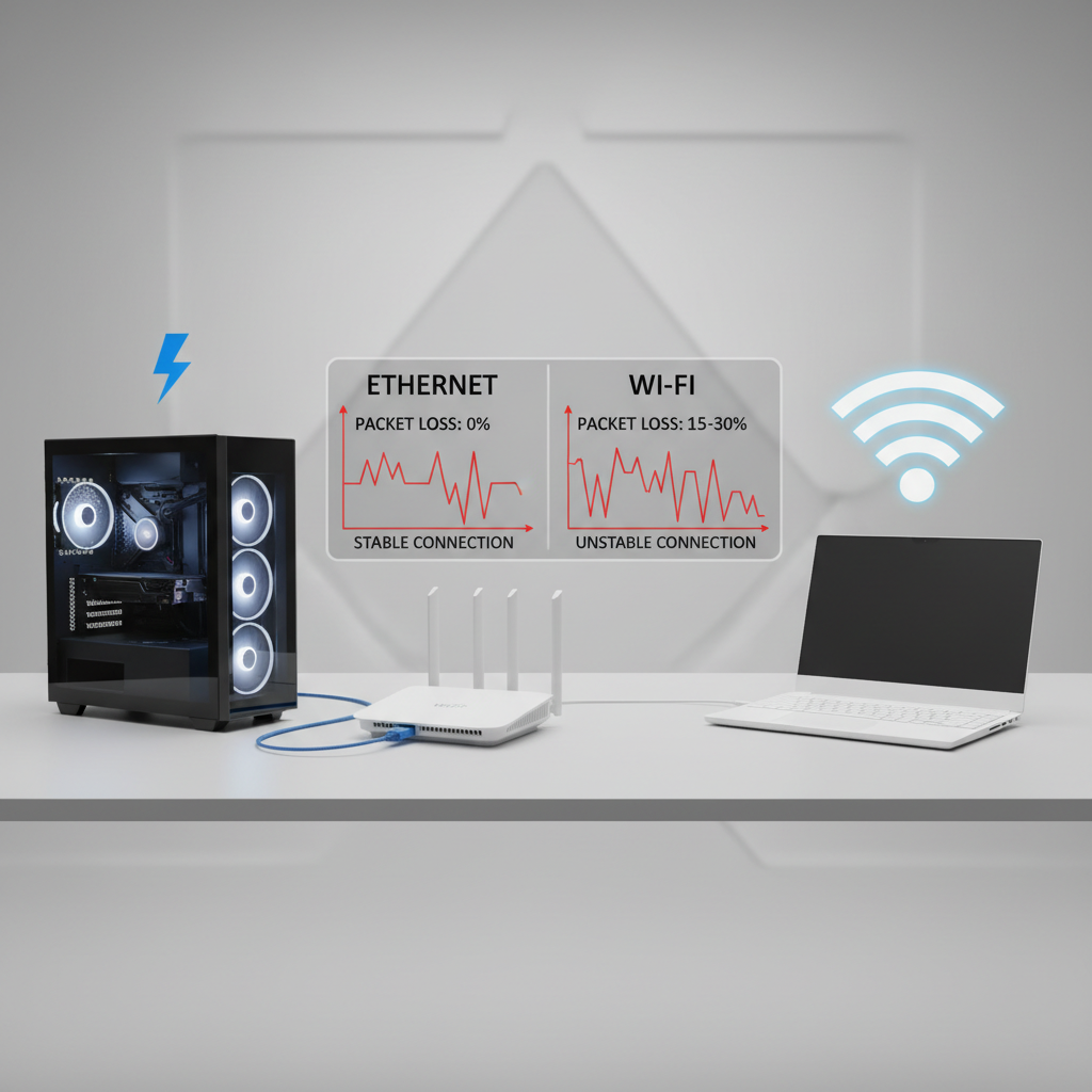 Ethernet vs Wi-Fi packet loss comparison for gaming setup