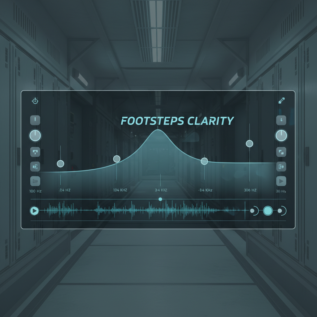 Equalizer curve boosting midrange for clearer footsteps in FPS games