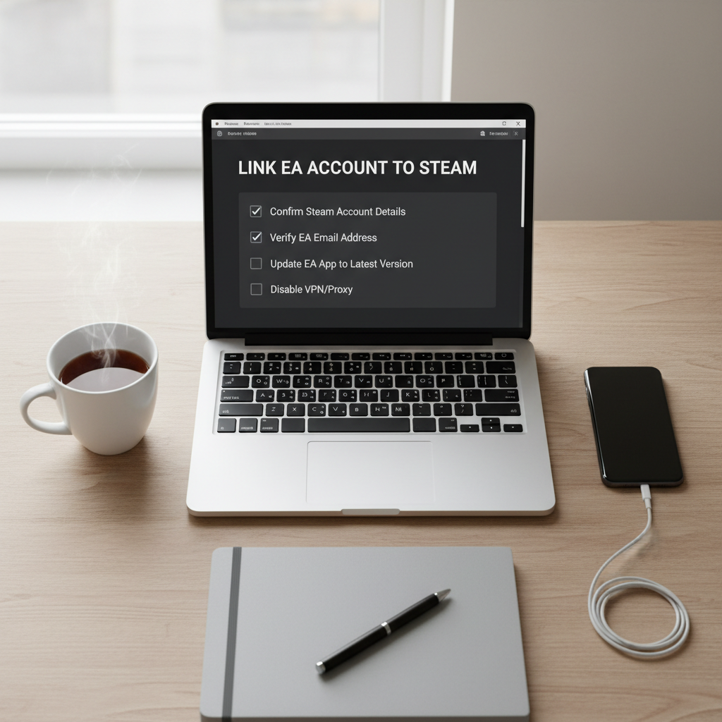 Checklist for linking EA account to Steam on a desktop