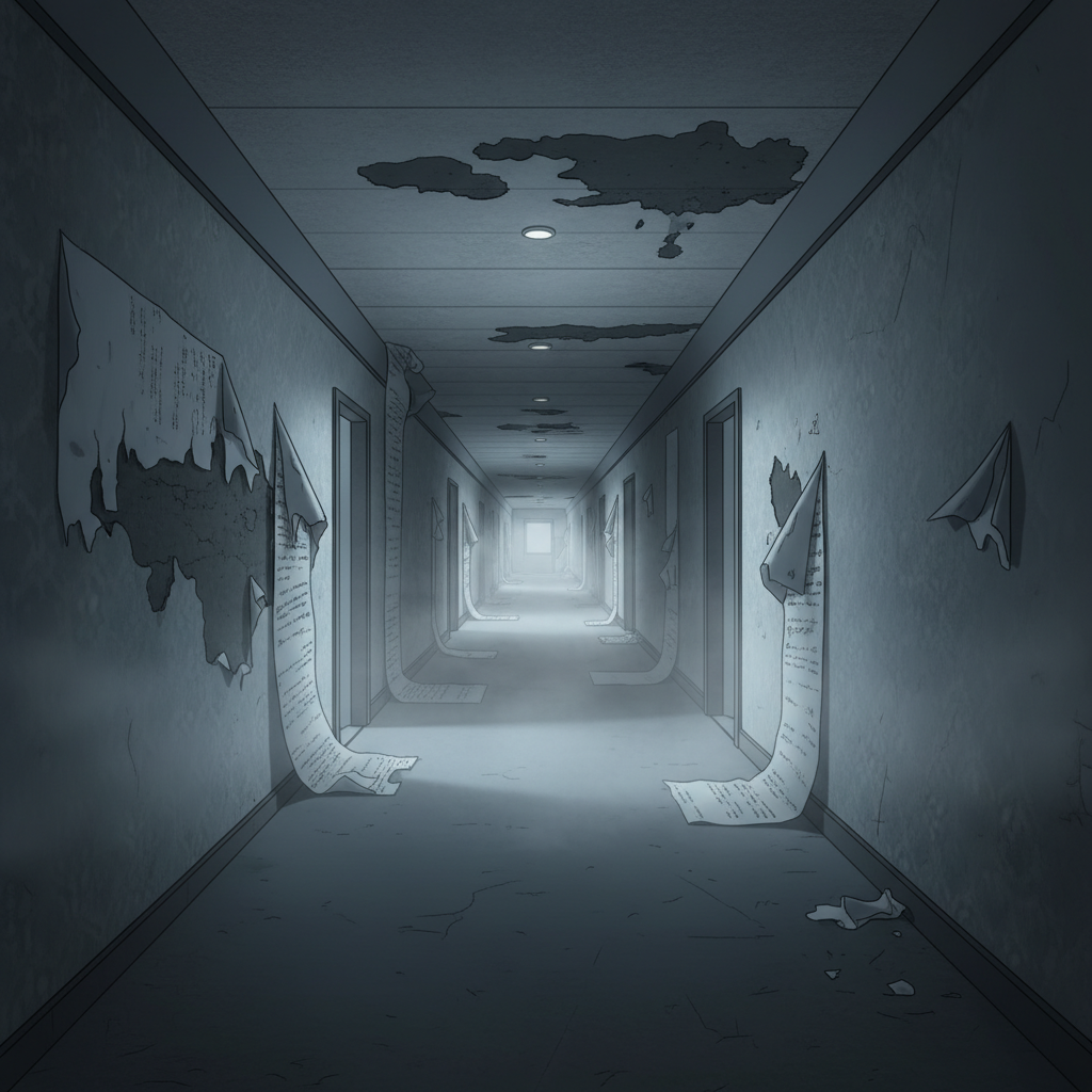 A moody hallway symbolizing psychological horror narrative