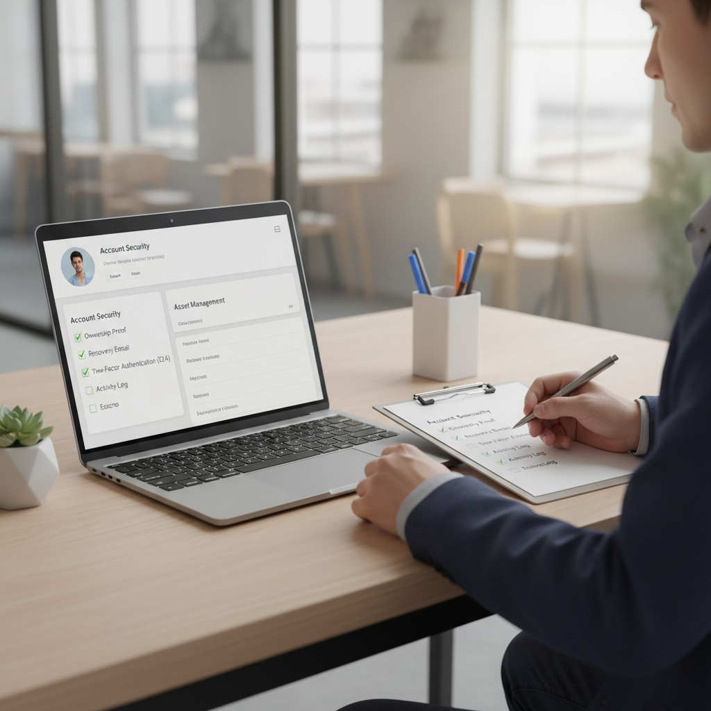 Buyer verification steps for aged accounts including recovery access and activity logs