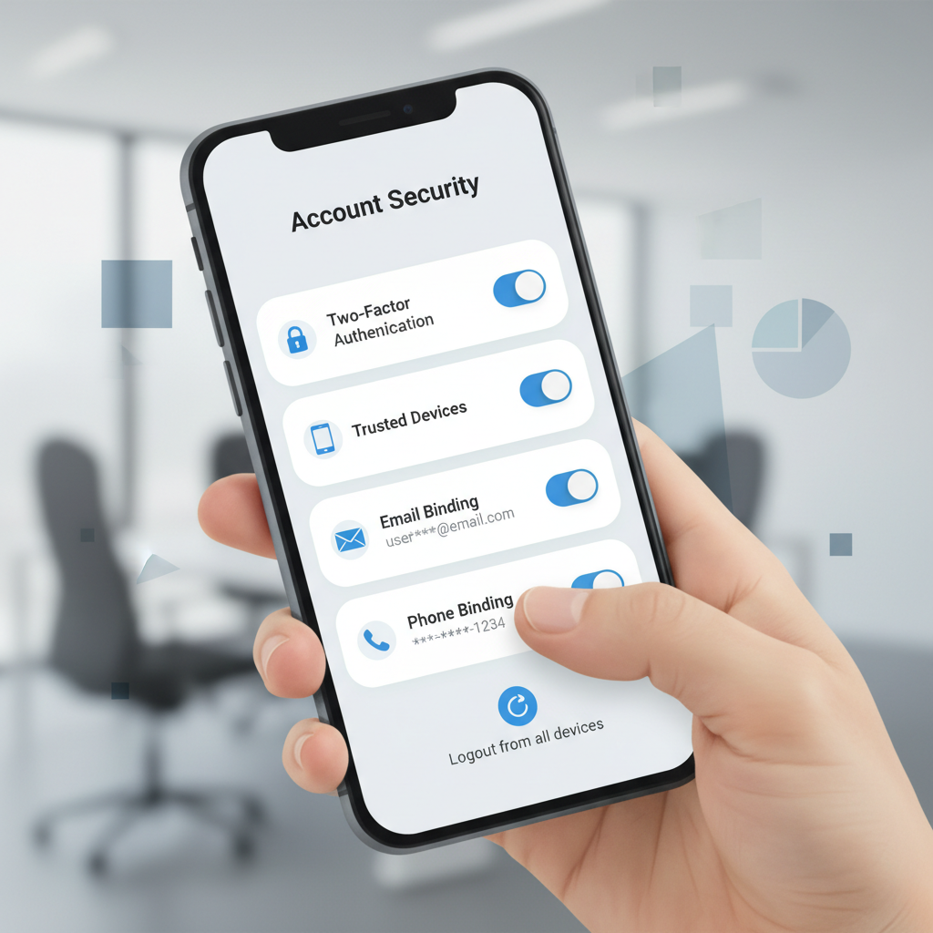 账号安全设置页面与二次验证开关示意