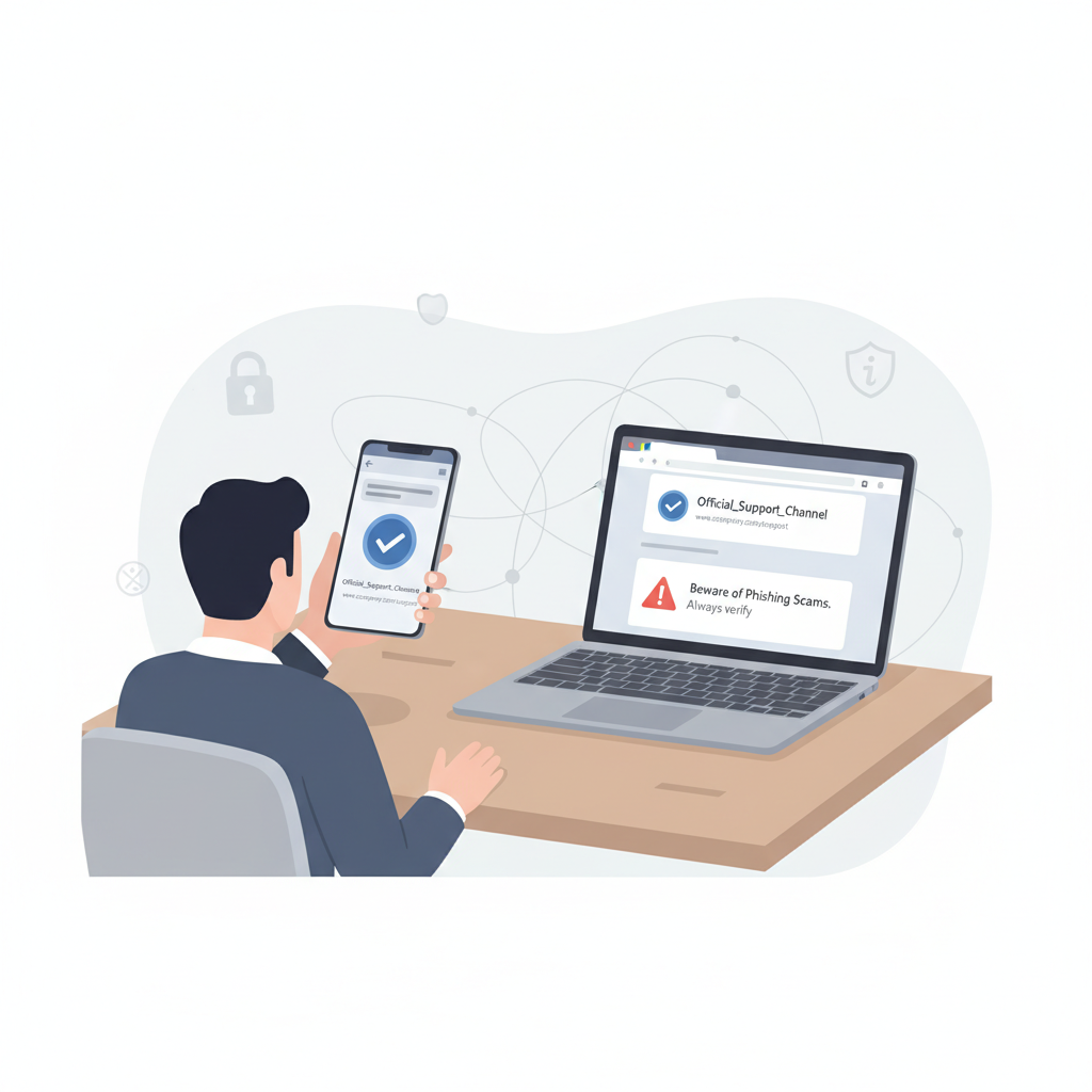 客服入口核验与防诈骗提示示意图