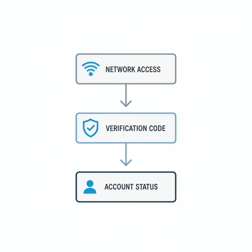登录失败原因排查流程图，包含网络、验证码与账号状态